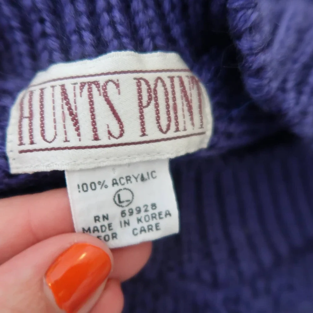 Vintage 90s deep purple knit sweater vest L - Picture 5 of 5